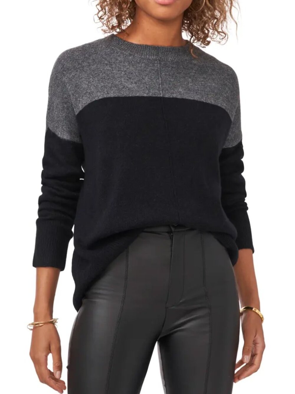 NWT Vince Camuto Black Grey Sweater Colorblock Size M